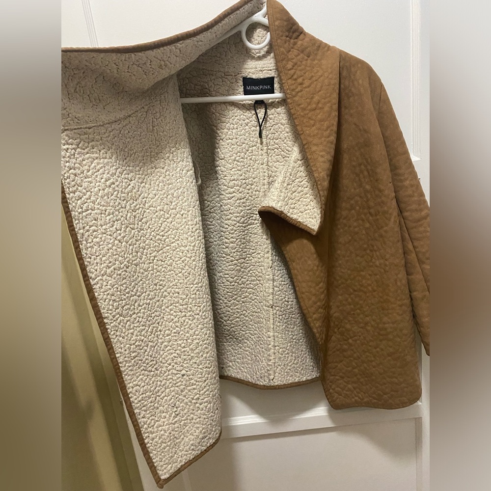 Tan & sheep skin Mink Pink Coat